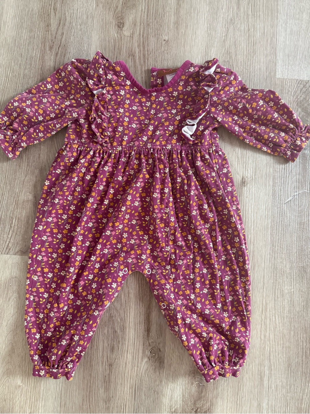 Unbranded Girls' Burgundy Floral One-Piece Bodysuit